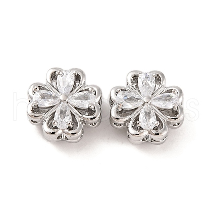 Brass Micro Pave Clear Cubic Zirconia Beads KK-S389-21P-1
