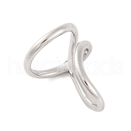 Non-Tarnish 304 Stainless Steel Criss Cross Open Cuff Finger Rings for Unisex RJEW-S414-09B-P-1