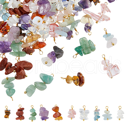 SUPERFINDINGS 60Pcs 10 Styles Natural & Synthetic Mixed Gemstone Pendants KK-FH0007-39-1