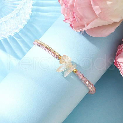 Faceted Bicone Glass with Round Glass Seed Beads Braided Bead Bracelets BJEW-MZ00164-05-1