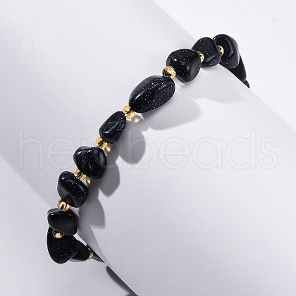 Synthetic Blue Goldstone Beaded Bracelets for Women G-P563-07P-13-1