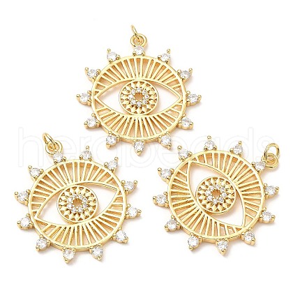 Rack Plating Brass Micro Pave Cubic Zirconia Pendants KK-A185-30G-1