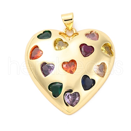 Brass Micro Pave Cubic Zirconia Pendants KK-D325-30G-1