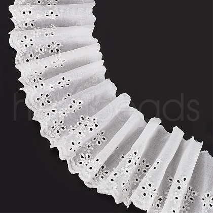15 Yards Cotton Embroidery Hollow Flower Lace Trim OCOR-WH0003-045A-1