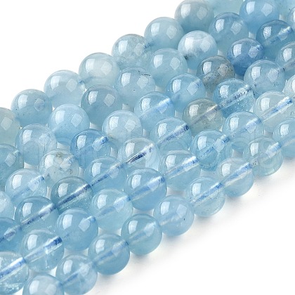 Natural Aquamarine Beads Strands G-P342-10-8mm-01-1