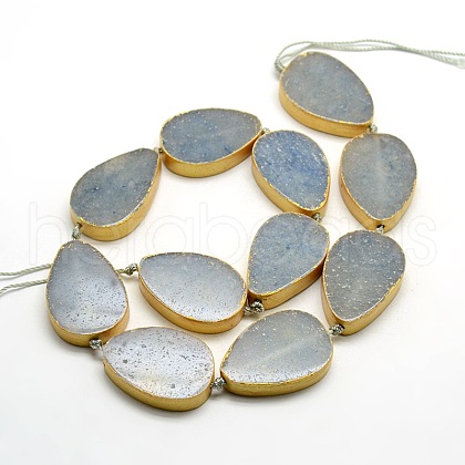 Flat Teardrop Natural Blue Aventurine Beadd Strands G-N0119-05-1