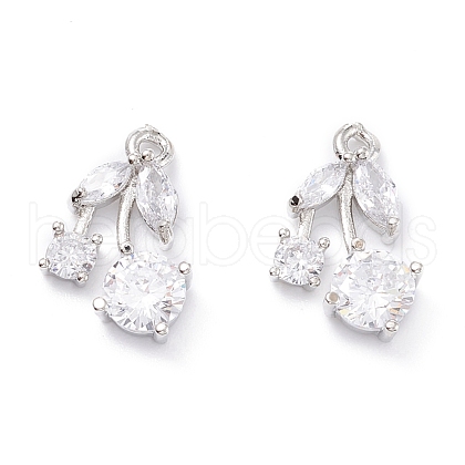 Rack Plating Brass Cubic Zirconia Charms ZIRC-C026-13P-1