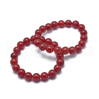 Natural Jade Bead Stretch Bracelets BJEW-K212-B-036-1