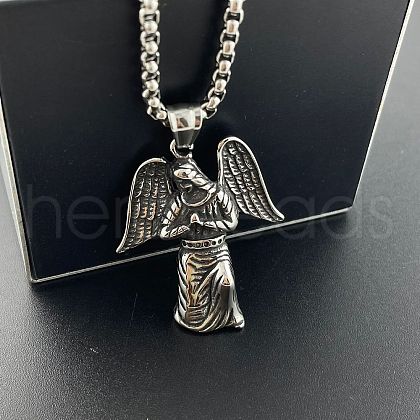 Retro Stainless Steel Angel Pendant Necklaces NR6833-1