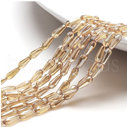 Electroplate Transparent Glass Beads Strands EGLA-L015-FR-A07-1