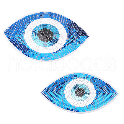 CHGCRAFT 2Pcs 2 Style Iron on/Sew on Sequin Cloth Patches PATC-CA0001-06-1