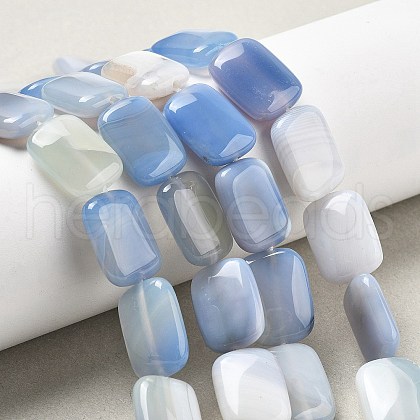 Natural Banded Agate Beads Strands G-K392-B06-13x18mm-1