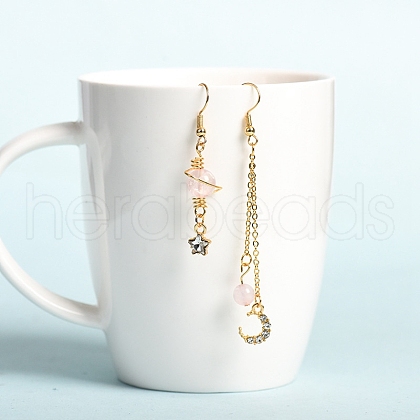 Natural Rose Quartz Dangle Earrings PW-WG4860F-05-1