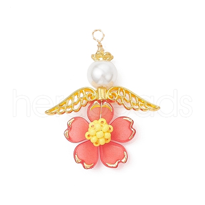 Handmade Glass Seed Beaded Angel Pendants PALLOY-MZ00764-01-1