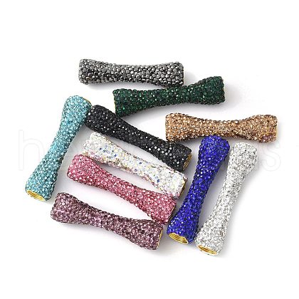 Rhinestone Clay Pave Brass Beads KK-P305-10G-1