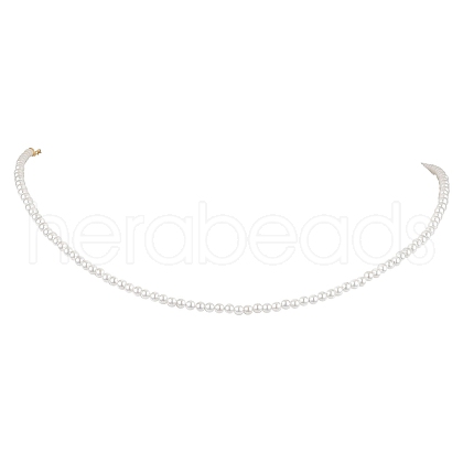 3mm Rond Shell Pearl Beaded Necklace for Women NJEW-JN05077-1