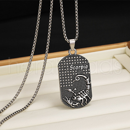 201 Stainless Steel Oval with Engraved Constellation Pendant Necklaces for Men WG36A86-08-1