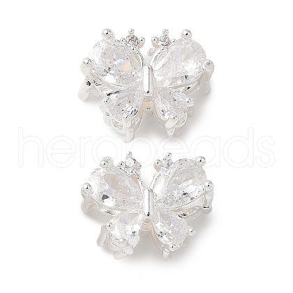 Brass Micro Pave Clear Cubic Zirconia Beads KK-G531-03S-1
