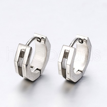 Tarnish Resistant Fashionista Must-Have Unisex 304 Stainless Steel Huggie Hoop Earrings EJEW-G138-103P-1