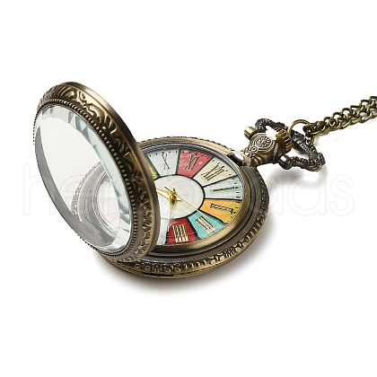 Alloy Glass Pendant Pocket Necklace WACH-S002-02AB-1