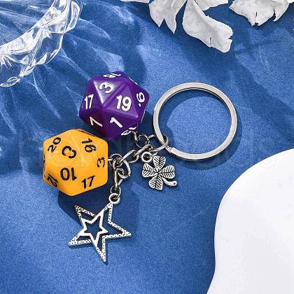 Dice Opaque Acrylic Pendant Keychain KEYC-JKC01198-01-1