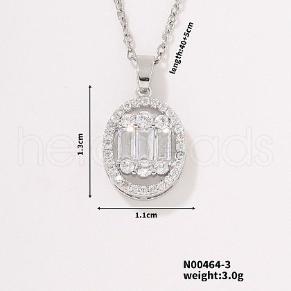 Minimalist Oval Luxury Fashion Brass Cubic Zirconia Pendant Necklaces Jewelry Accessory IH4177-1-1
