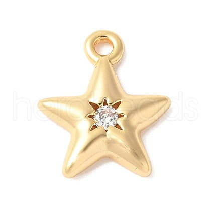 Brass Micro Pave Clear Cubic Zirconia Pendants KK-U064-15G-1