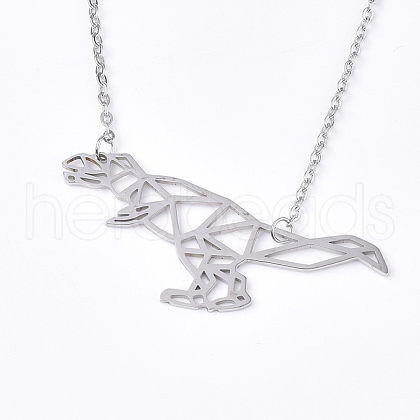 Non-Tarnish 201 Stainless Steel Pendant Necklaces NJEW-T009-JN100-1-40-1