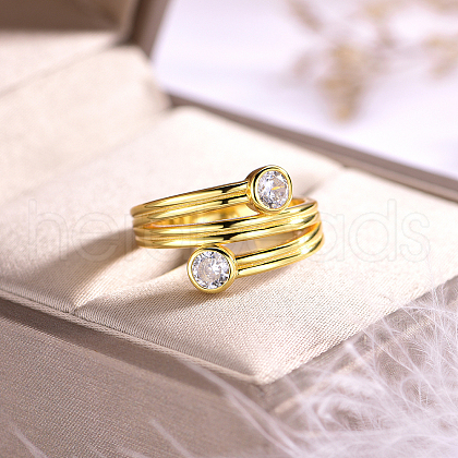 925 Sterling Sliver Pave Cubic Zirconia Geometric Finger Rings CC5596-3-1