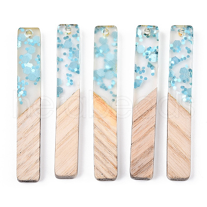 Transparent Resin & White Wood Big Pendants RESI-N039-47-1