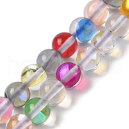 Electroplated Synthetic Moonstone Beads Strands G-C131-A01-01-1