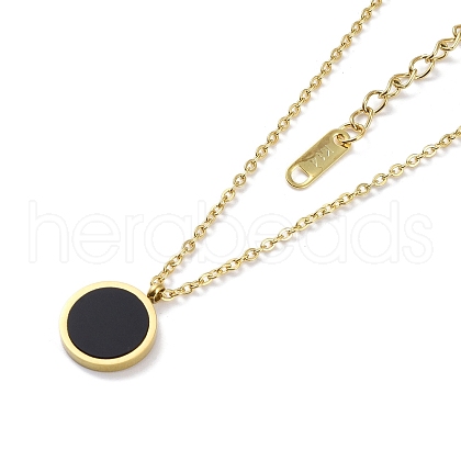 Flat Round Acrylic Pendant Necklaces NJEW-G128-03G-1