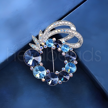Flower Alloy Rhinestone Brooches for Backpack Clothes PW-WG5389A-01-1