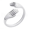 Fashionable Stainless Steel Hug Open Cuff Rings for Men and Women RA9302-1-1