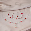 Rose Alloy & Acrylic Pendant Necklaces & Stud Dangle Earrings & Link Bracelets Sets FS-WG1B14F-02-1