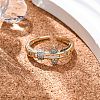 Brass Micro Pave Clear Cubic Zirconia Cuff Finger Rings for Women RJEW-C116-02G-3