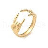 304 Stainless Steel Rock & Roll Hand Gesture Cuff Rings for Women Men RJEW-B118-02G-4