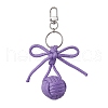 7Pcs Alloy Polyester Spandex Bowknot Ball Keychain KEYC-JKC01169-4