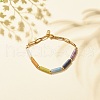 Natural Mixed Gemstone Curved Tube Beaded Bracelet with 304 Stainless Steel Paperclip Chains BJEW-JB08128-2