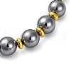 Natural Terahertz Stone & Non-Magnetic Synthetic Hematite Beads Stretch Bracelets BJEW-H619-03-2