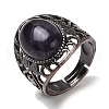 Natural Amethyst Oval Adjustable Rings RJEW-K271-06R-20-2