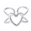 304 Stainless Steel Heart Open Cuff Ring RJEW-T023-19P-1