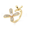 Brass Micro Pave Cubic Zirconia ABS Imitation Pearl Cuff Rings RJEW-D307-02G-A-2