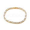 Brass Pave Clear Cubic Zirconia Rectangle & Flat Round Link Bracelets BJEW-YWC0002-02G-4