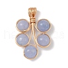 Natural Black Onyx(Dyed and Heated)/White Jade/Malaysia Jade/Rose Quartz/Quartz Crystal Copper Wire Wrapped Round Beaded Pendants PALLOY-JF03536-02-2