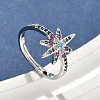 Brass Micro Pave Cubic Zirconia Finger Rings for Women RJEW-D322-03P-1