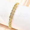 Brass Micro Pave Clear Cubic Zirconia Rectangle Link Bracelets BJEW-F498-01A-G-1
