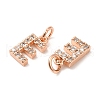 Brass Micro Pave Grade AAA Cubic Zirconia Charms ZIRC-P067-11RG-E-NR-3