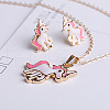 Unicorn Alloy Enamel Pendant Necklaces & Stud Earrings Sets FS-WGDFD22-01-2