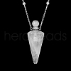 Natural Quartz Crystal Faceted Cone Perfume Bottle Pendant Necklace PW-WG8F691-09-1